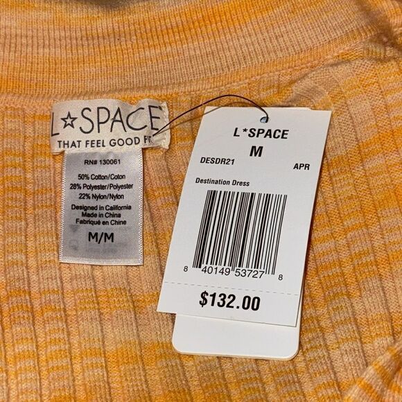 NWT L*Space Destination Knit Ribbed Apricot Bodycon Maxi Dress Medium Revolve - Picture 12 of 14